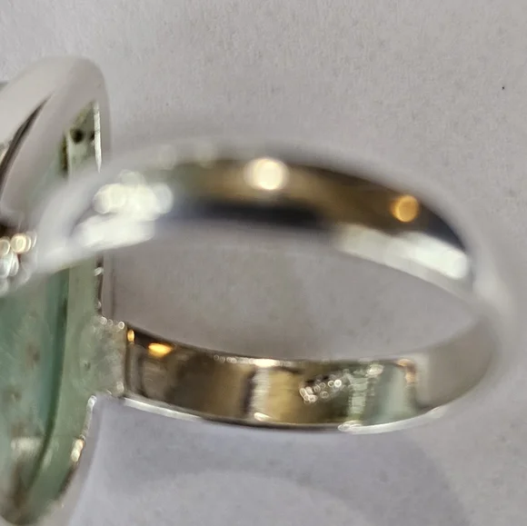 Genuine Aqua Crysoprase Ring in Sterling Silver Size 7! NEW - Picture 3 of 6